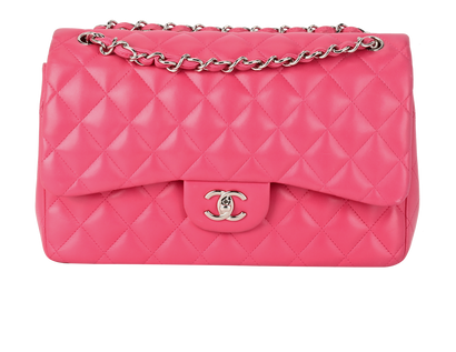Jumbo Classic Double Flap, £4,800, Handbags, Pink, Lambskin Leather, Front view